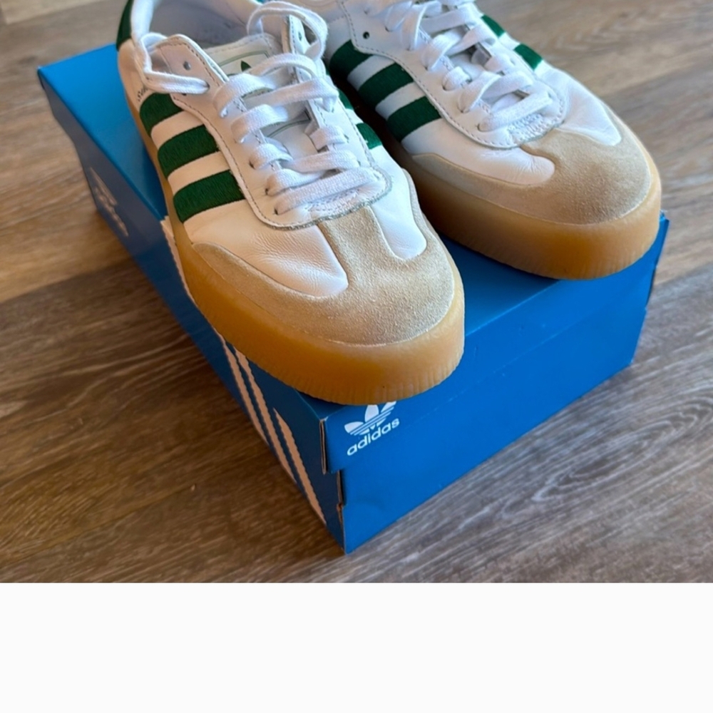 Adidas Sambae White and Green Sneakers
